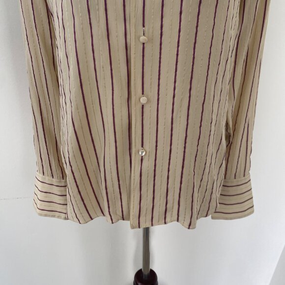 Ralph Lauren Black Label Silk Blouse Shirt Top Striped French Cuffs - Picture 3 of 12